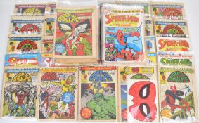 One-hundred and eighty 1970/80's British Spider-Man comics by Marvel, some with free gifts still