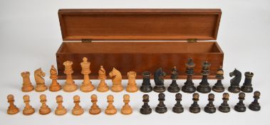 Staunton style boxwood chess set, height of King 8cm.