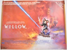 Willow (1988) British quad film poster, Starring Val Kilmer and Warwick Davis, directed by Ron