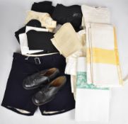 Collection of girl's clothing with CC41 WW2 utility clothing labels including linen, shoes,