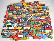 Approximately one hundred and eighty loose Matchbox diecast model cars from various series.