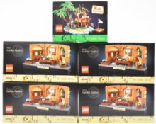 Five Lego Ideas and similar website exclusive sets comprising Ray The Castaway 40566 and four