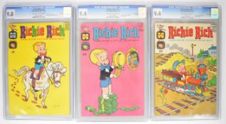 Three Silver Age Richie Rich comics by Harvey comprising issues #34, #35 and #36, all CGC graded 9.0