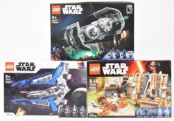 Three Lego Star Wars sets comprising Tie Bomber 75347, Mandalorian Starfighter 75316 and Battle on