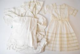 Victorian / Edwardian children's clothing including jacket with lace collar, christening gown,