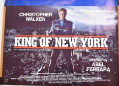 King of New York (1990) British quad film poster, starring Christopher Walken and directed by Abel
