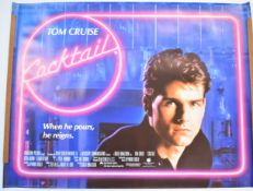 Cocktail (1988) British quad film poster, starring Tom Cruise and Bryan Brown, directed by Roger