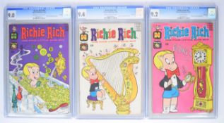 Three Silver Age Richie Rich comics by Harvey comprising issues #25, #26 and #29, all CGC graded 9.0