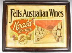Fells' Australian Wines pressed board advertising sign for Koala Brand, with inset image of a wine