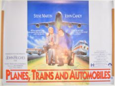 Planes, Trains and Automobiles (1987) British quad film poster, starring Steve Martin and John