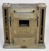 Vintage cast metal lever operated 'Rolls Changer' coin change machine, W38 x D17 x H37cm