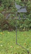 Metal figural pheasant weather vane with offset fixing bracket, H156cm