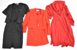 Two Valentino skirt and jacket suits and a Louis Feraud dress, size 12