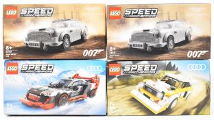 Four Lego Speed Champions sets comprising two James Bond 007 Aston Martin DB5 76911, Audi S1 e-