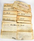 Collection of over thirty late Victorian Worcestershire newspapers including Worcester Herald,