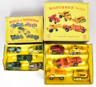 Two Matchbox Lesney diecast model car gift sets comprising G6 'Veteran and Vintage Cars Set' and 'G8