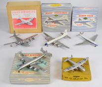 Five Dinky Toys diecast model aeroplanes comprising Shetland Flying Boat 701, DH Comet 999, Super