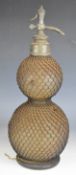 Vintage double gourd shaped soda bottle by 'Veritable Seltzogene D. Fevre, Paris', H46cm