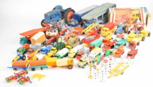 A collection of vintage Corgi, Dinky and Matchbox diecast model cars, truck and construction