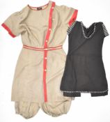 Two Victorian / 1920s swimsuits / bathing costumes, one with red piping