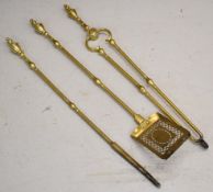 19th century brass companion set, L75cm