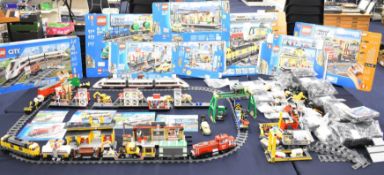 A collection of Lego City railway related sets to include  60051, 60052, 3677 and 7939, together