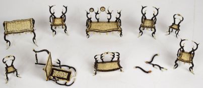 19th century carved bone possibly prisoner of war suite of doll's house furniture with pierced