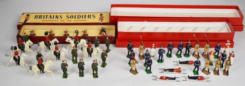 Forty-seven Britains painted metal toy soldiers comprising Boer War Medical Corps, King's African