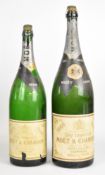 Two shop display 1966 Moët Dry Imperial magnum and jeroboam champagne bottles, tallest 57cm