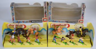 Two Britains Deetail toy soldier boxed sets comprising Cowboys 7645 and Indians 7545, in original