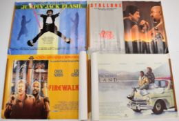 Twelve 1980s British quad film posters comprising Over the Top, Eddie Murphy Raw, Promised Land,