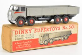 Dinky Supertoys diecast model Foden Diesel 8-Wheel Wagon with grey cab, trailer and red hubs, 501,