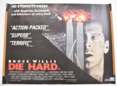 Die Hard (1988) British Quad film poster, starring Bruce Willis and Alan Rickman, directed by John