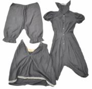Victorian ladies swimsuit comprising bloomers, skirt and shirt with sailor's collar