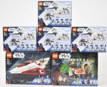 Six Lego Star Wars sets comprising Millennium Falcon Holiday Diorama 40658, Obi-Wan Kenobi's Jedi