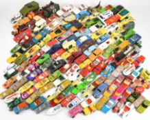 Over one hundred vintage Corgi, Dinky and Matchbox diecast model cars to include Triumph,