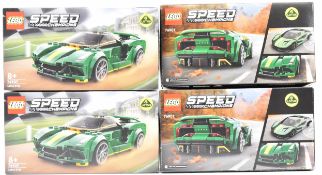 Four Lego Speed Champions Lotus Evija sets, 76907, 2022, in sealed boxes.