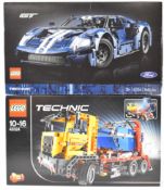 Two Lego Technic sets comprising Ford GT 42154 and Container Truck 42024, in sealed boxes.