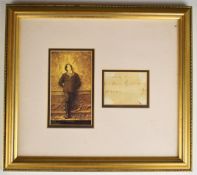 Oscar Wilde (1854-1900) clipped signature (6 x 8cm), mounted alongside a print of a portrait of