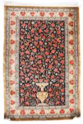 Signed Persian Qum silk or fine wool carpet, 158 x 103cm