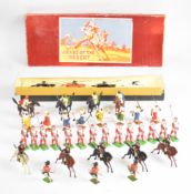 Thirty Britains painted metal toy soldiers to include Arabs of the Desert, Pikemen, Indian Lancers