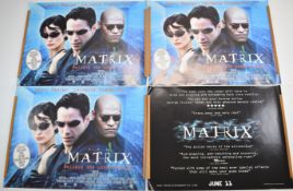 Four The Matrix (1999) British quad film posters, starring Keanu Reeves and Laurence Fishburne,