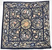 19thC Chinese embroidery and knotwork lined marriage bedspread with figural decoration, 171cm x