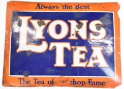 Vintage Lyons Tea enamel advertising sign, 75cm x 100cm.