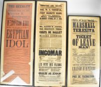 Three Victorian theatre advertising posters for Theatre Royal, Huddersfield 1860, The Royalty
