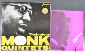 Rare Thelonious Monk Quintets (Esquire 32-109) mono LP, 1954 pressing with front laminated triple