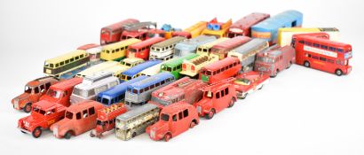 Forty vintage Corgi and Dinky diecast model cars, buses and trucks to include Chipperfield's