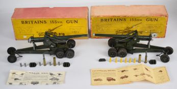 Two Britains 155mm. Field Artillery Guns, 2064, both in original boxes.