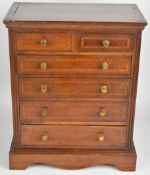 Edwardian inlaid mahogany apprentice / collector's chest of two over four drawers, W39 x D23 x