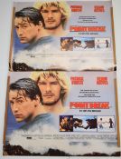 Two Point Break (1991) British quad film posters, starring Patrick Swayze and Keanu Reeves, directed
